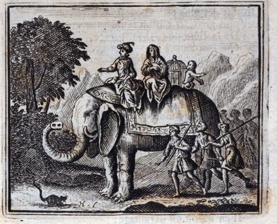 El ratón y el elefante. Fábulas de Jean de La Fontaine. Ilustración de François Chauveau. Edición de 1728. de Francois Chauveau