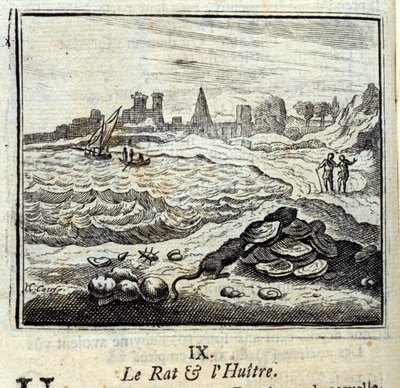El ratón y el oyer. Fábulas de Jean de La Fontaine. Ilustración de François Chauveau. Edición de 1728. de Francois Chauveau