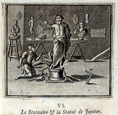 El estatuario y la estatua de Júpiter. Fábulas de Jean de La Fontaine (1621-95). Ilustración por François Chauveau (1613-1676). Edición de 1728. de Francois Chauveau