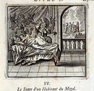 El sueño de un residente mogol. Fábulas de Jean de La Fontaine. Ilustración de François Chauveau. Edición de 1728. de Francois Chauveau