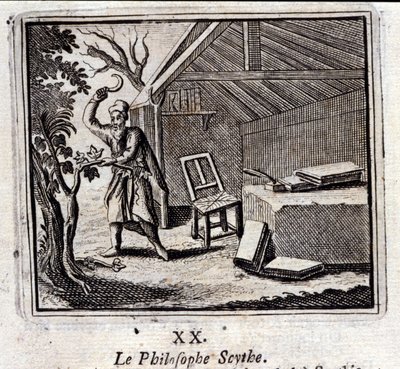 El filósofo Scythe. Fábulas de Jean de La Fontaine. Ilustración de François Chauveau. Edición de 1728. de Francois Chauveau