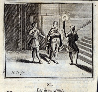 Los dos amigos. Fábulas de Jean de La Fontaine (1621-95). Ilustración de François Chauveau (1613-1676). Edición de 1728. de Francois Chauveau