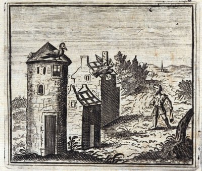 Los dos palomos. Fábulas de Jean de La Fontaine. Ilustración de François Chauveau. Edición de 1728. de Francois Chauveau