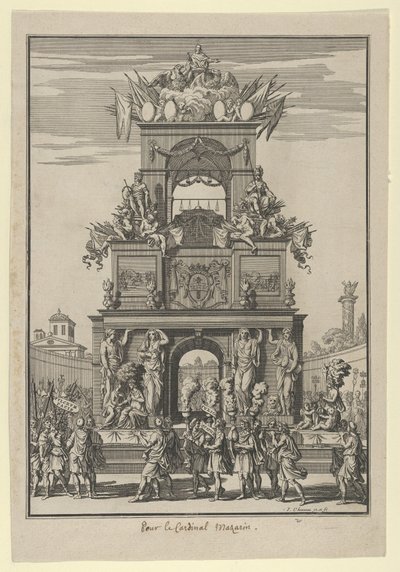 Arco triunfal erigido en honor al Cardenal Mazarino después del Tratado de los Pirineos, ca. 1664-5 de Francois Chauveau