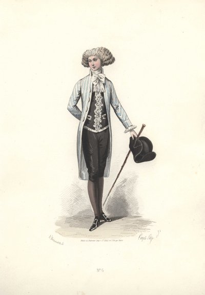 Hombre elegante con abrigo a rayas, era de María Antonieta de Francois Claudius Compte Calix