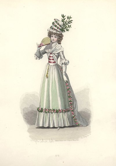 Mujer con atuendo adornado con flores, era de María Antonieta de Francois Claudius Compte Calix