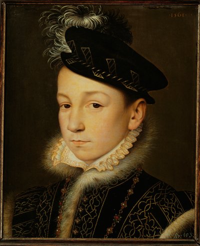 Rey Carlos IX de Francia ... (óleo sobre madera de roble) de François Clouet