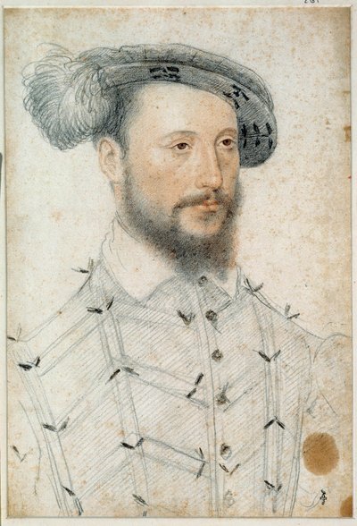 Retrato de Antoine de Halluin, Señor de Piennes (1505 - 1553). Dibujo a sangre y piedra negra por François Clouet (1515-1572) de François Clouet