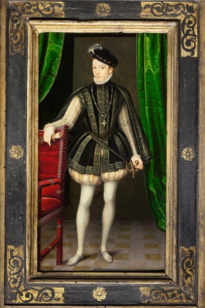 Retrato de Carlos IX (1550-1574), segundo hijo de Enrique II y Catalina de Médicis, rey de Francia a la muerte de su hermano Francisco II (1544-1560), casado en 1570 con Isabel de Austria (1554-1592), su reinado está marcado por las guerras de religión de François Clouet
