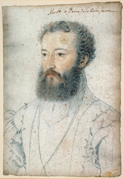 Retrato de Carlos de Borbón, Príncipe de La Roche-sur-Yon (1515-1565). Dibujo a sangre y piedra negra por François Clouet (1515-1572) de François Clouet