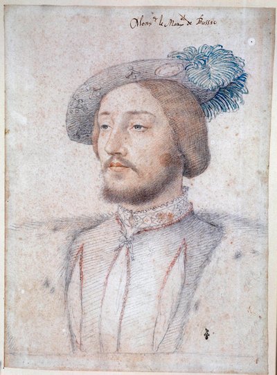Retrato de Carlos de Cossé, Conde de Brissac, mariscal de Francia (1506-1563) (Cossé-Brissac). Dibujo en lápiz y sangre por François Clouet (1515-1572). 1537. Museo Condé, Chantilly de François Clouet