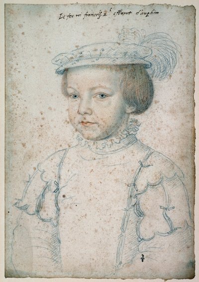 Retrato del Rey de Francia Francisco II (1544-1560). Dibujo por François Clouet (1515-1572) de François Clouet