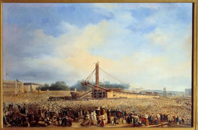 Erección del obelisco de Luxor en la plaza de la Concordia en París (25 de octubre) de Francois Dubois