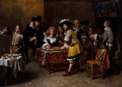 Compañía elegante con jugadores de backgammon ("La Partie De Tric-Trac") de Francois Duchatel