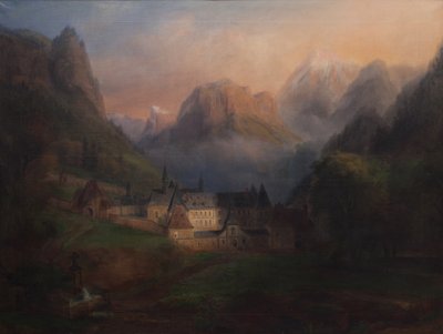 Vista general del monasterio de la Grande Chartreuse 1870 (Óleo sobre lienzo) de Francois Edme Ricois