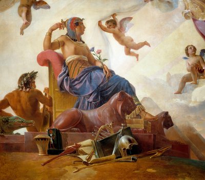 Estudio y Genia revelan el antiguo Egipto a Grecia. (detalle) representando Egipto. Pintura de François Edouard Picot (1786-1868) siglo XIX de Francois Edouard Picot