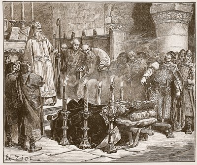 Fitz-Arthur prohibiendo el entierro de William, ilustración de 
