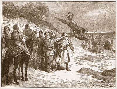 Harold hecho prisionero por el Conde de Ponthieu, ilustración de 