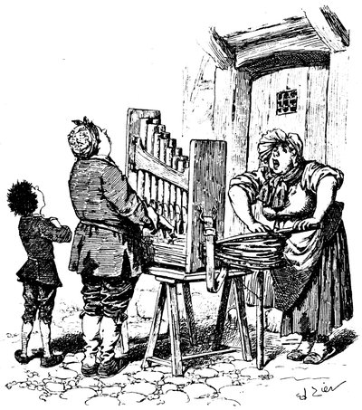 Ilustración para la Novela Cómica de Paul Scarron: Organista bárbaro ha acorralado en la calle (grabado) de Francois Edouard Zier