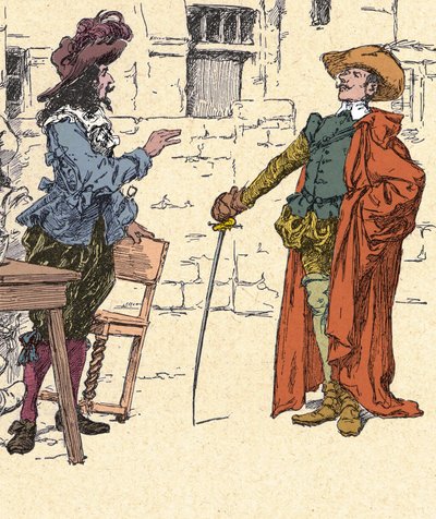 Encuentro de Cyrano, joven, llegando a París, con D