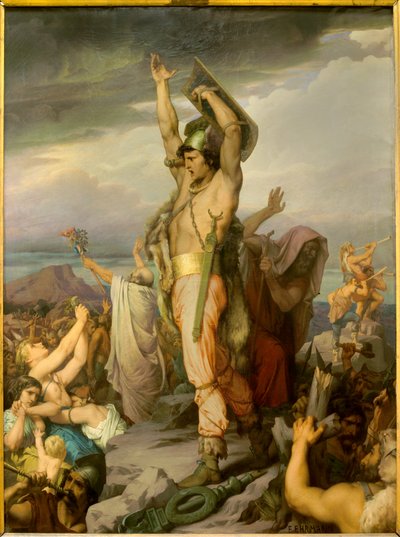 Representación de Vercingetórix (72-46 a.C.), líder galo. Pintura de François Emile Ehrmann (1833-1910). Siglo XIX. Clermont Ferrand (Clermont-Ferrand). Museo de Arte Roger Quilliot - Representación de Vercingetórix (72-46 a.C.), jefe galo. Pintura de Francois Emile Ehrmann