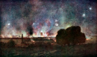 Arras en llamas por la noche, Francia, 5-6 de julio de 1915, 1926 de Francois Flameng