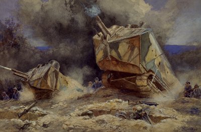 Ataque a la infantería y tanques en Saint Chamond, julio de 1918 de Francois Flameng