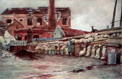 Barricada de fábrica, Soissons, Francia, 20 de mayo de 1915, 1926 de Francois Flameng