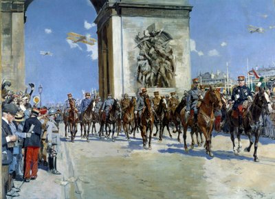Primera Guerra Mundial: Desfile de la victoria el 14/07/1919 en los Campos Elíseos en París de Francois Flameng