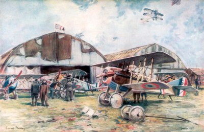 Aeródromo del Escuadrón de Cazas Francés, 1918 de Francois Flameng
