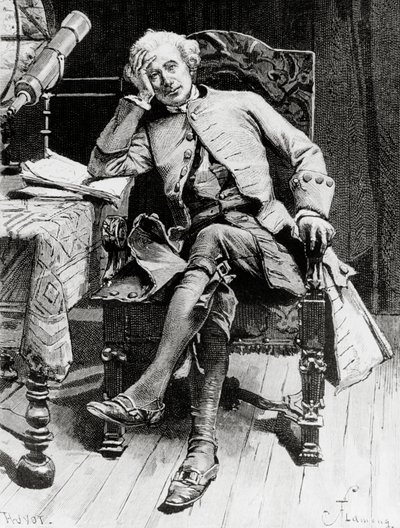 Retrato de Guy Mannering, personaje principal de Guy Mannering o astrólogo, novela de Walter Scott (1771-1832), grabado según dibujo de François Flameng (1856-1923), de la edición parisina. de Francois Flameng