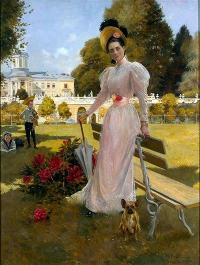 Retrato de la princesa Zinaida Yusupova con dos hijos en Arkhangelskoye, 1894 de Francois Flameng