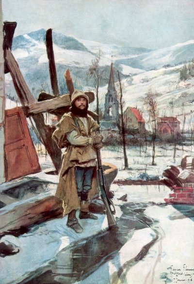 De guardia cerca de Metzeral, Alsacia, enero 1916, 1926 de Francois Flameng