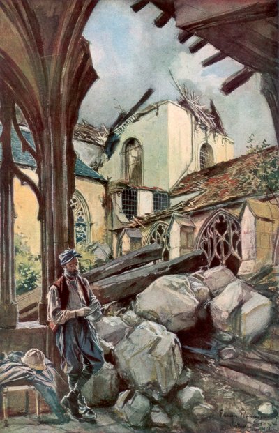 El Claustro y la Catedral de Verdún, Francia, junio de 1916, 1926 de Francois Flameng