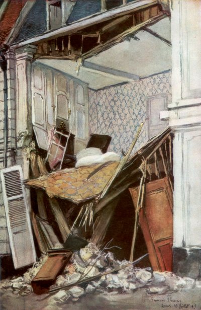 El frente de una casa, Arras, Francia, 23 de julio de 1915, 1926 de Francois Flameng