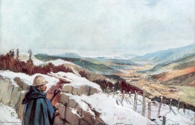Trincheras con vista al valle de Munster con el Rin a lo lejos, enero de 1916, 1926 de Francois Flameng
