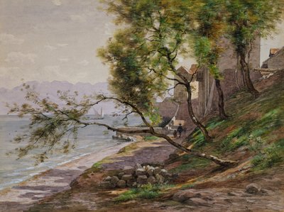 A orillas del lago Lemán (acuarela sobre papel) de Francois Furet