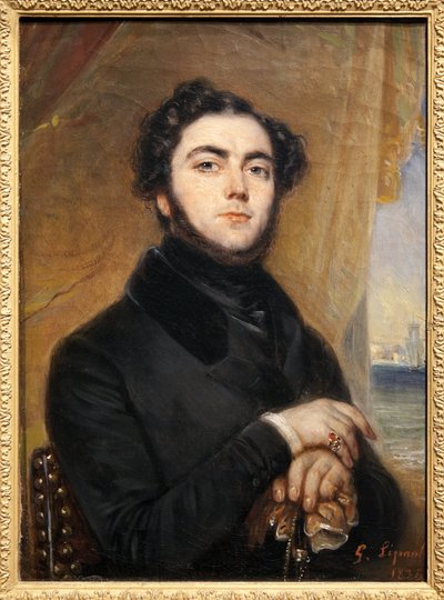 Retrato de Eugene Sue (1804-1857), escritor francés, autor de los Misterios de París y del Judío errante. Pintura de Gabriel Lepaulle (1804-1886). Fotografía, KIM Youngtae, París, Museo Carnavalet. de Francois Gabriel Guillaume Lepaulle