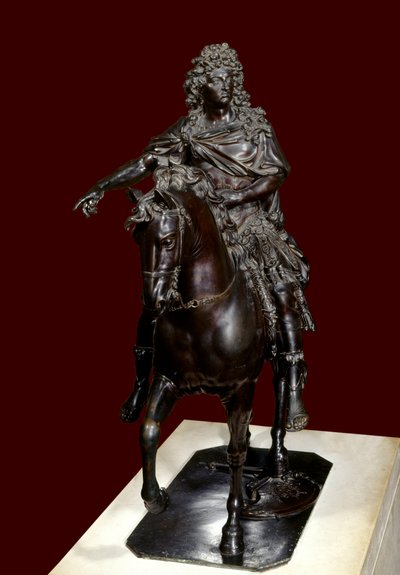 Estatua ecuestre del Rey Luis XIV (1638-1715) en bronce fundido a la cera perdida - Escultura de François Girardon (1628-1715) de Francois Girardon