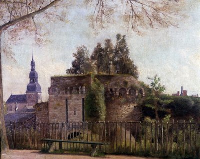 Los "grandes fosos" de la puerta de San Malo en Dinan - por F. Gombeaux, finales del siglo XIX de Francois Gombeaux