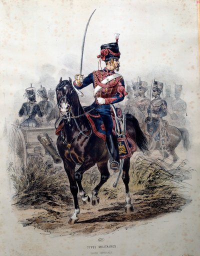Soldado de la Guardia Imperial a caballo. Litografía de François Lalaisse (1860) de Francois Hippolyte Lalaisse