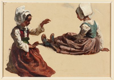 Dos chicas con traje regional de Francois Hippolyte Lalaisse