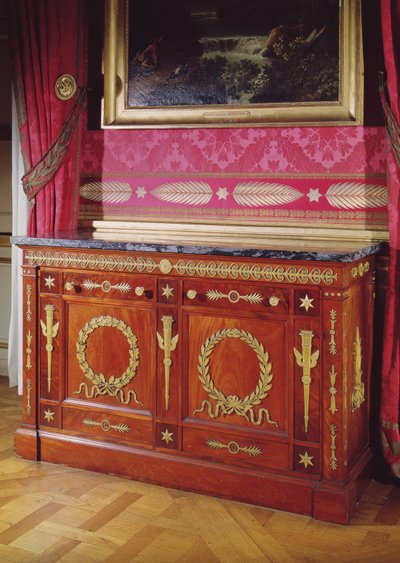 Cómoda de estilo Primer Imperio, 1804-15 (acacia, mármol y bronce dorado) de Francois Honore Georges Jacob Desmalter
