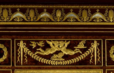 Mobiliario: detalles del invernadero de joyas del armario de la emperatriz Josefina de Beauharnais (Marie-Joseph-Rose de Tascher de la Pagerie) (1763-1814) hecho de madera, bronce dorado por François Jacob-Desmalter (1770-1841) de Francois Honore Georges Jacob Desmalter