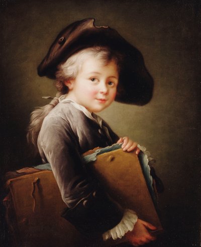 Un niño sosteniendo una carpeta de Francois Hubert Drouais