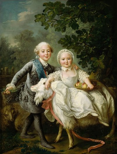 Carlos de Borbón, conde de Artois con su hermana Clotilde, 1763 de Francois Hubert Drouais