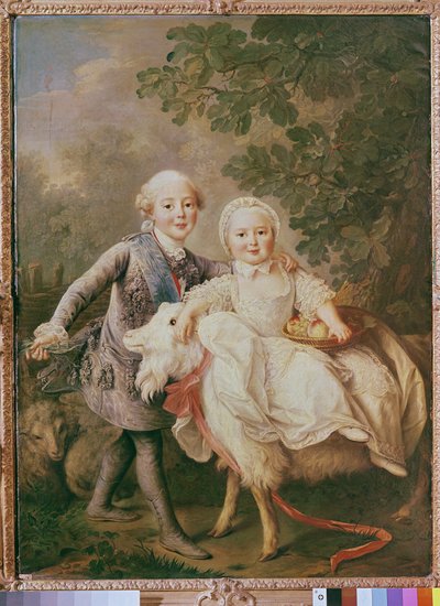 Carlos de Francia (1757-1836) Conde de Artois y su hermana, Clothilde (1759-1802) 1763-64 de Francois Hubert Drouais