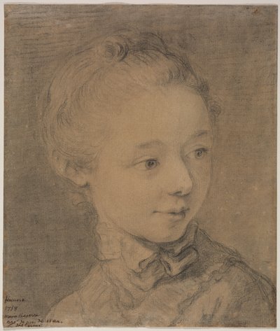 Cabeza de una joven girando hacia la derecha, 1758 de Francois Hubert Drouais