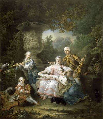 Louis II du Bouchet de Sourches con su familia de Francois Hubert Drouais