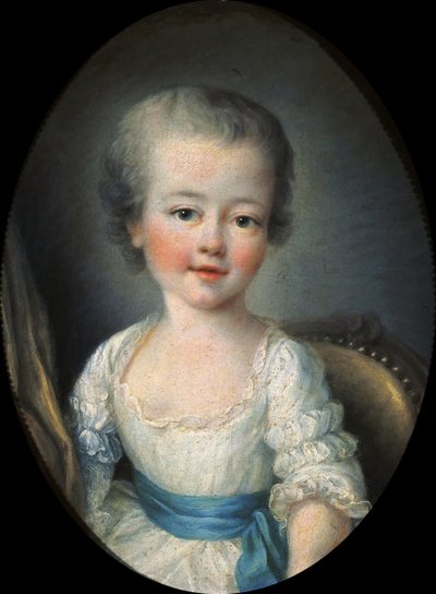 Retrato de niña pequeña en vestido blanco, llamada Alexandrine Lenormant d